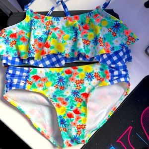 Cute kids swim bikini. Multicolored